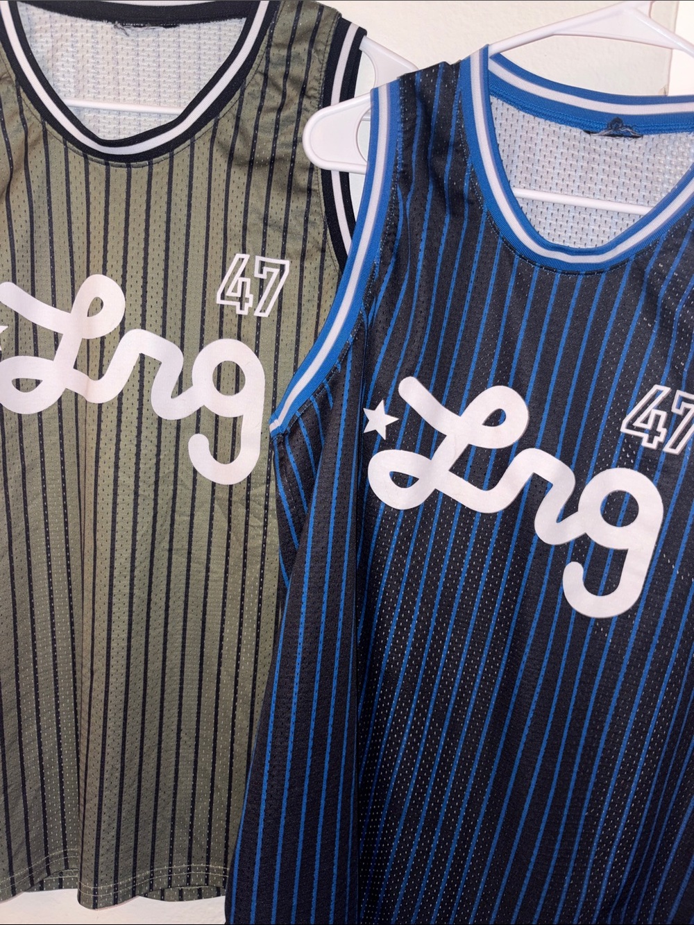 LRG Pinstripe Basketball Jerseys - Olive & Blue- 2 PC BUNDLE🔥 2 for 50$